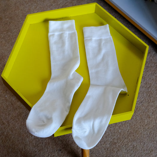 Plain Off-White Crew Socks (Design 2)